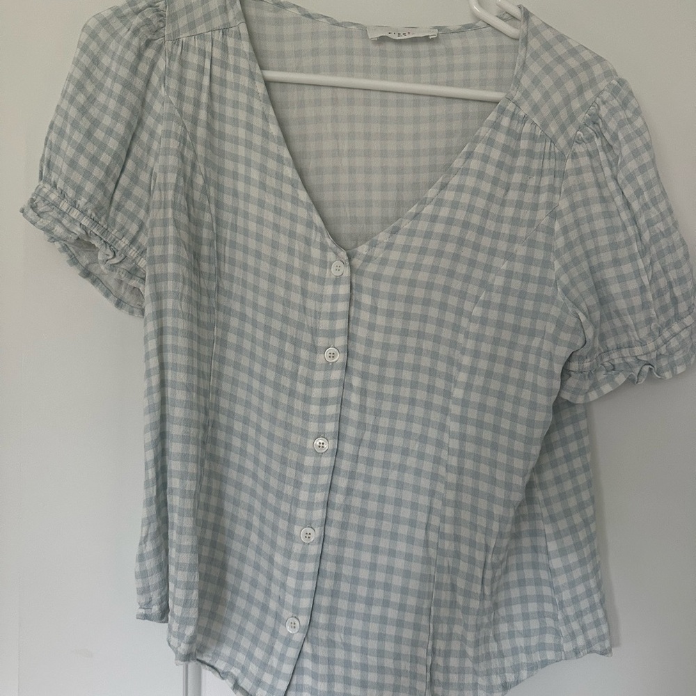 Elodie Light Blue Gingham Blouse